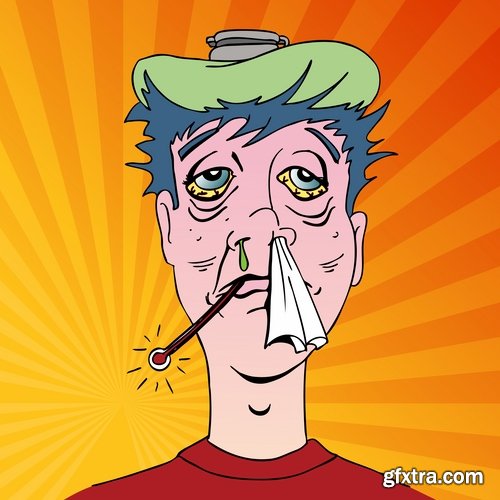 Collection of vector image colds people 25 Eps