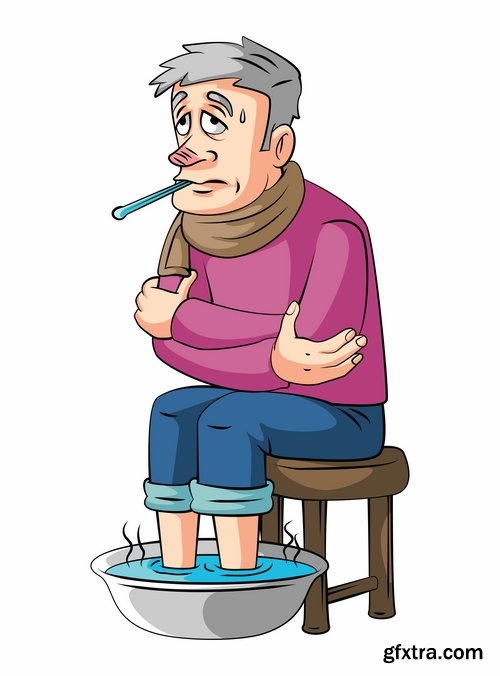 Collection of vector image colds people 25 Eps