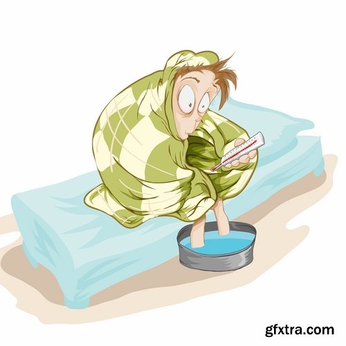Collection of vector image colds people 25 Eps