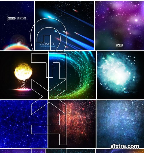 Stock Vectors - Space Background, 25xEPS