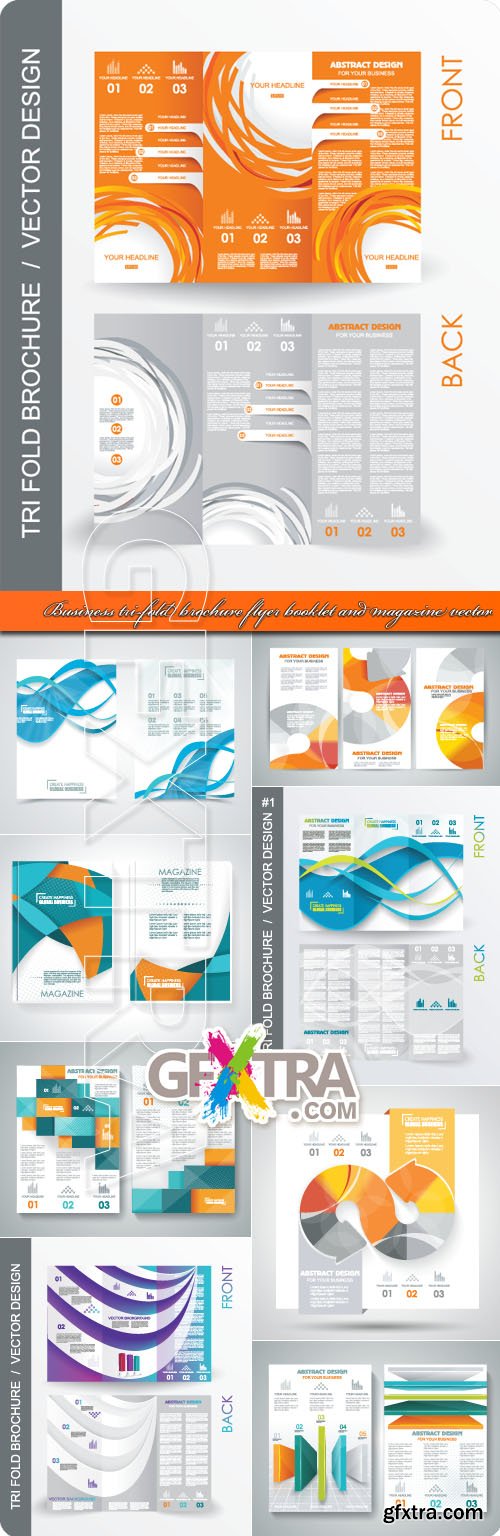 Business tri-fold brochure flyer booklet and magazine vector