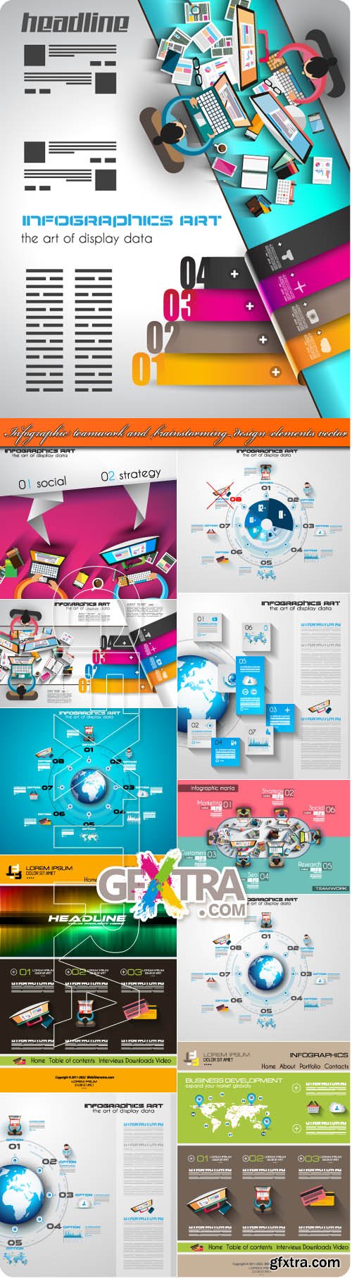 Infographic teamwork and brainstorming design elements vector