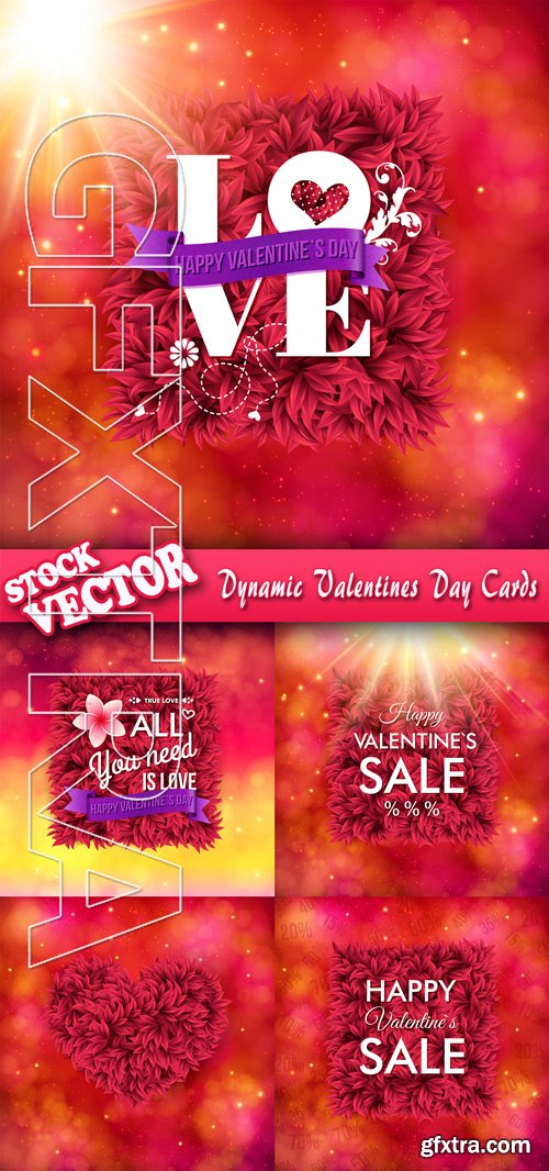 Stock Vector - Dynamic Valentines Day Cards