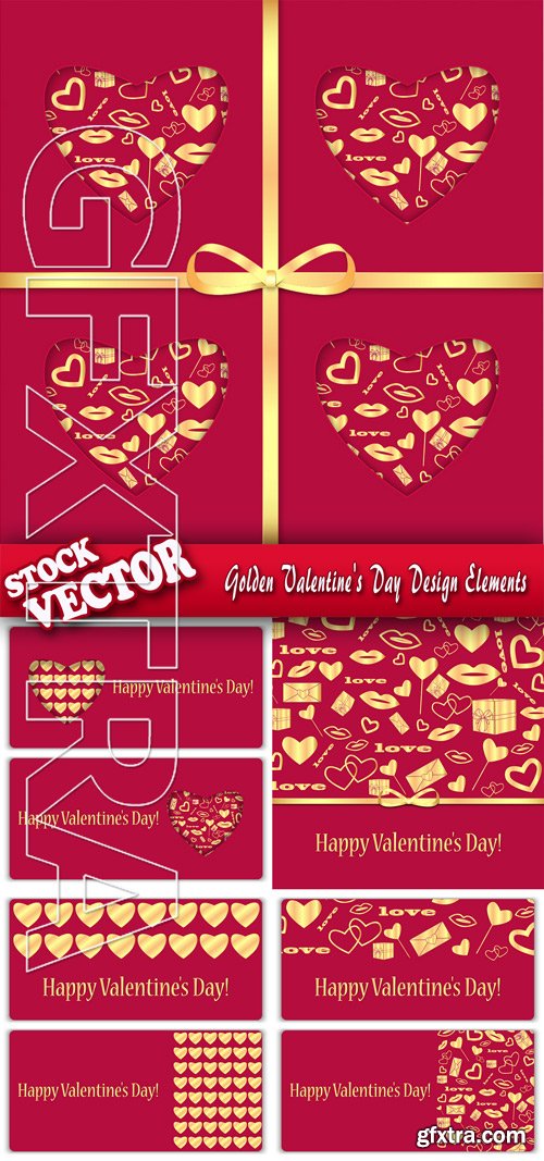 Stock Vector - Golden Valentine's Day Design Elements