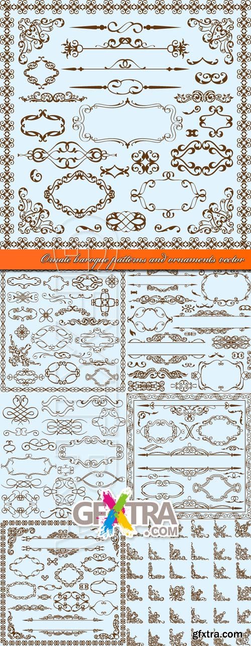 Ornate baroque patterns and ornaments vector