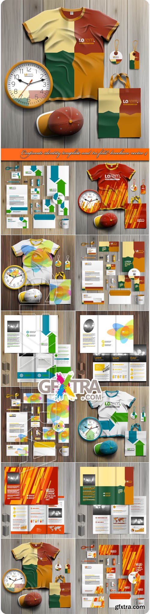 Corporate identity template and tri-fold brochure vector 4