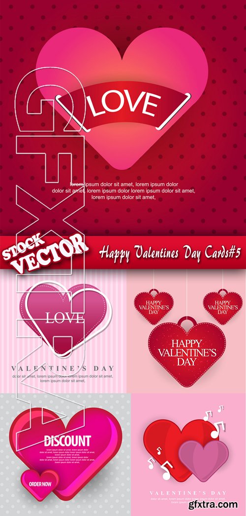 Stock Vector - Happy Valentines Day Cards#5
