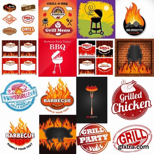 Collection of vector posters barbecue 25 Eps