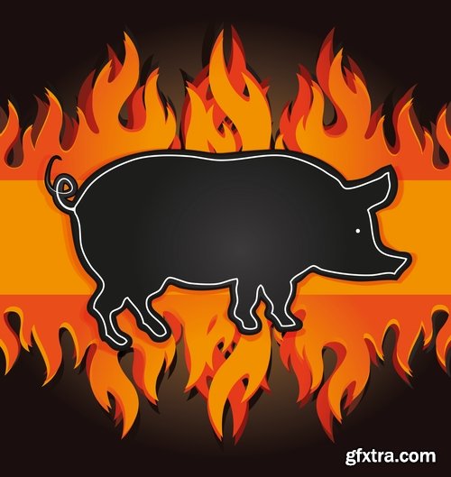 Collection of vector posters barbecue 25 Eps