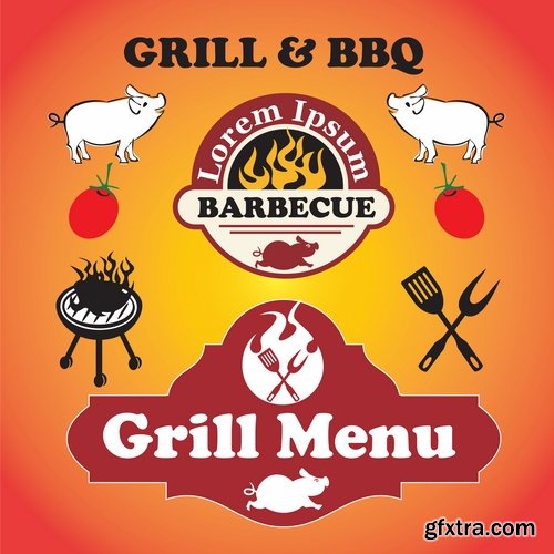 Collection of vector posters barbecue 25 Eps