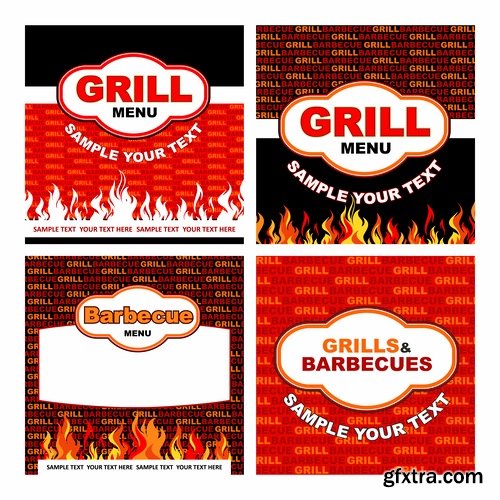 Collection of vector posters barbecue 25 Eps