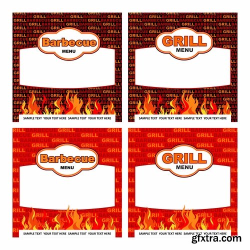 Collection of vector posters barbecue 25 Eps