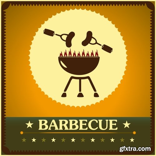 Collection of vector posters barbecue 25 Eps