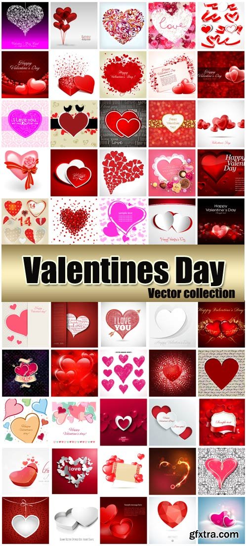 Valentine's Day Romantic Backgrounds, Hearts #34, 63xEPS