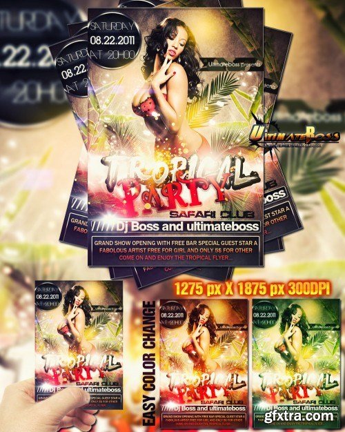 Premium Party Tropical Colourful Flyer Template