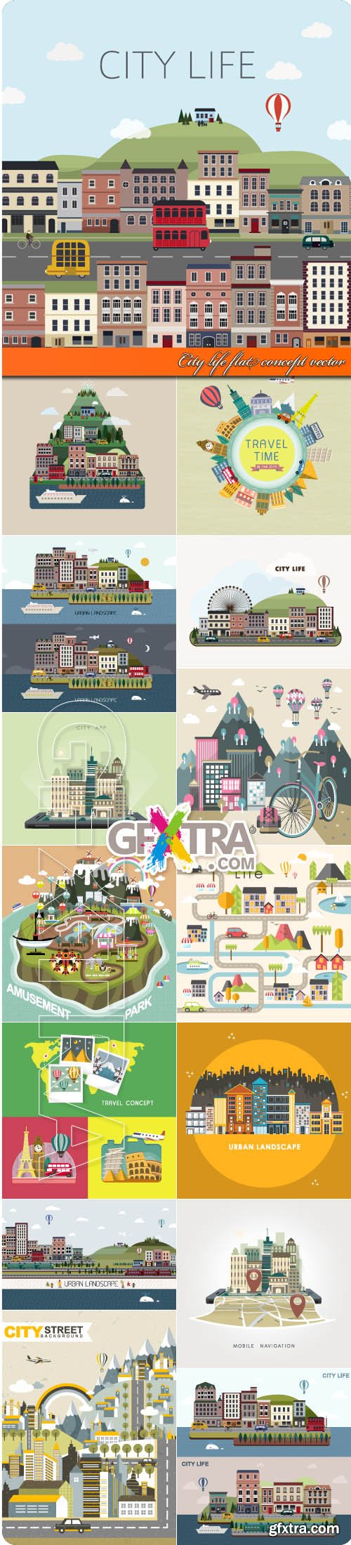 City life flat concept vector