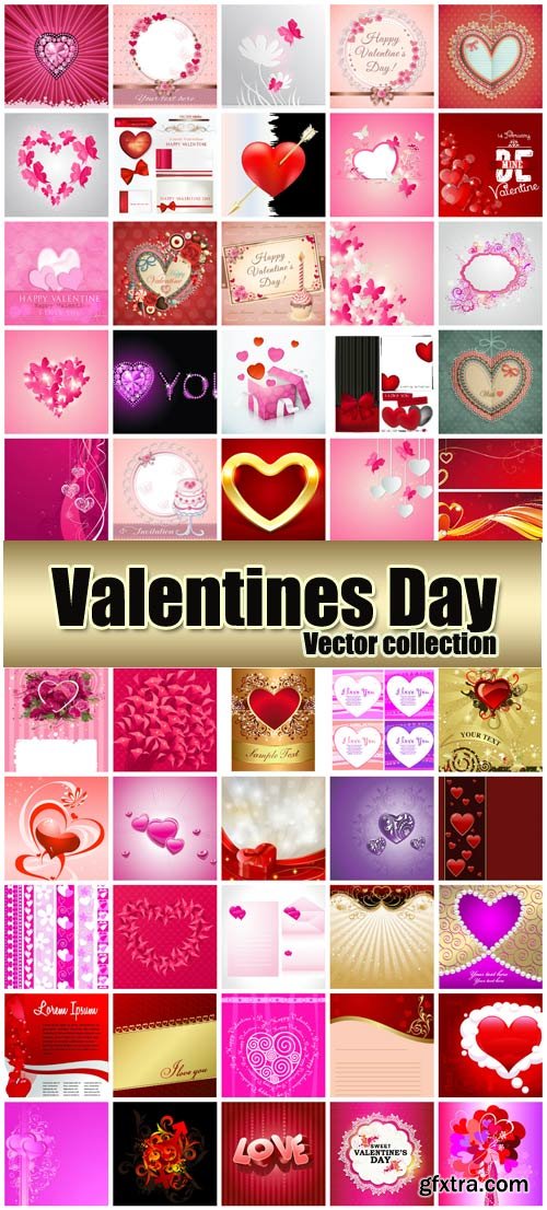 Valentine's Day Romantic Backgrounds, Hearts #37, 55xEPS