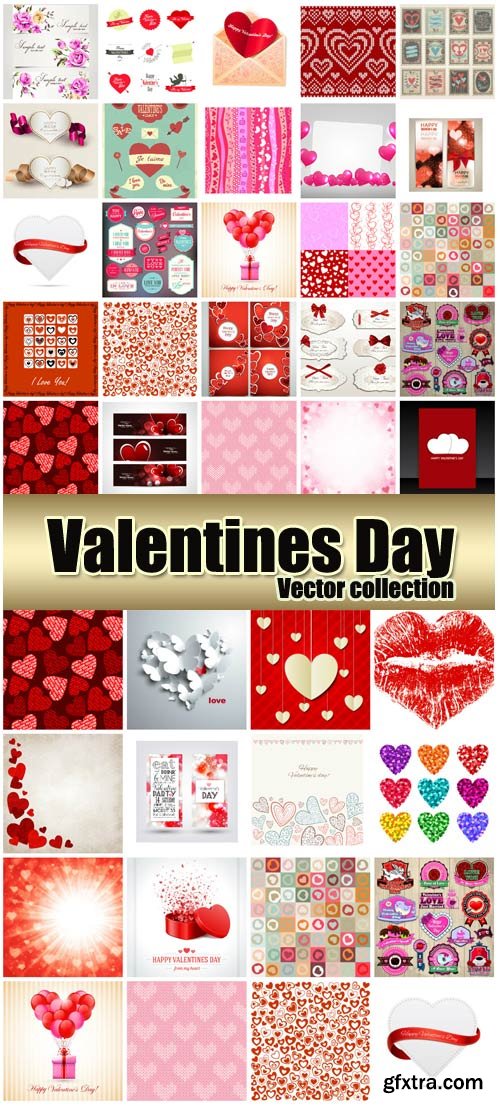 Valentine's Day Romantic Backgrounds, Hearts #39, 37xEPS