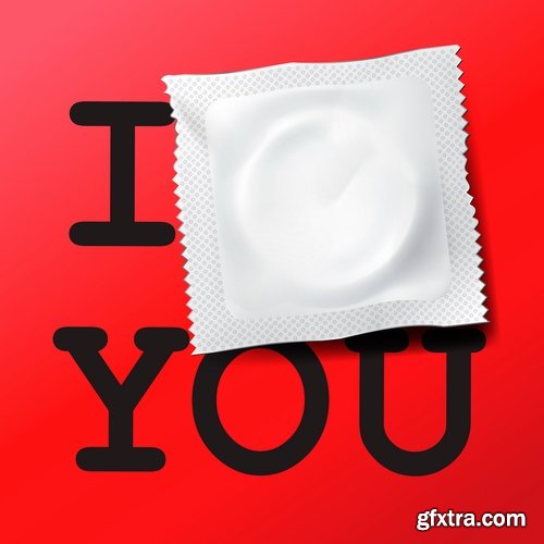 Collection of vector image condom 25 Eps