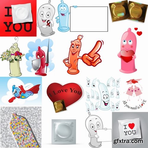 Collection of vector image condom 25 Eps