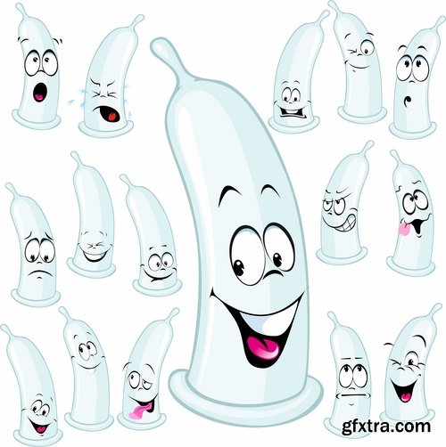 Collection of vector image condom 25 Eps