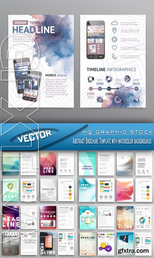 Stock Vector - Abstract Brochure Template with watercolor backgrounds
