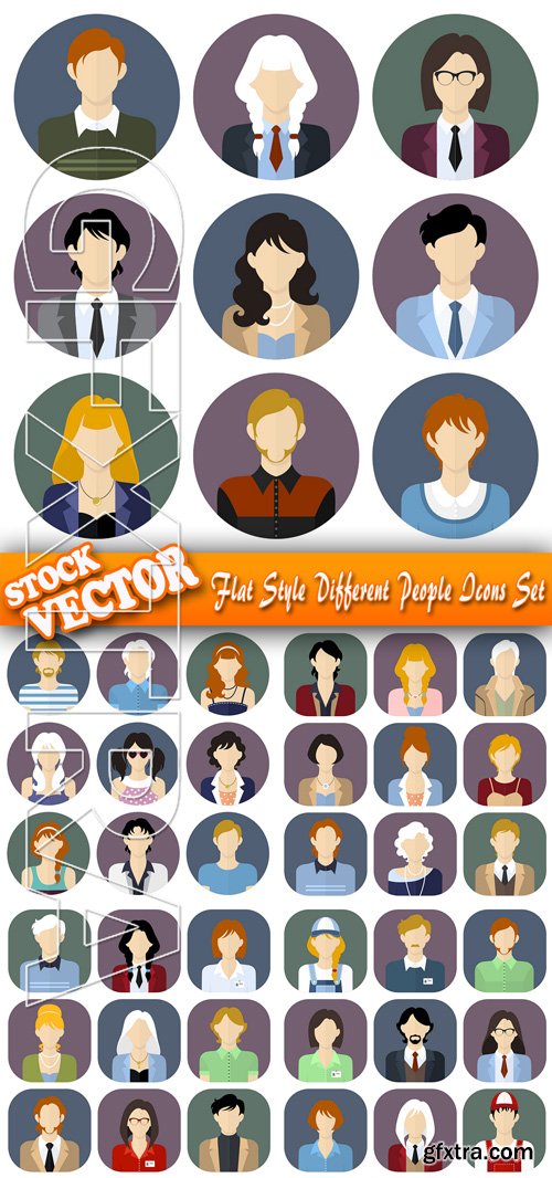 Stock Vector - Flat Style Different People Icons Set