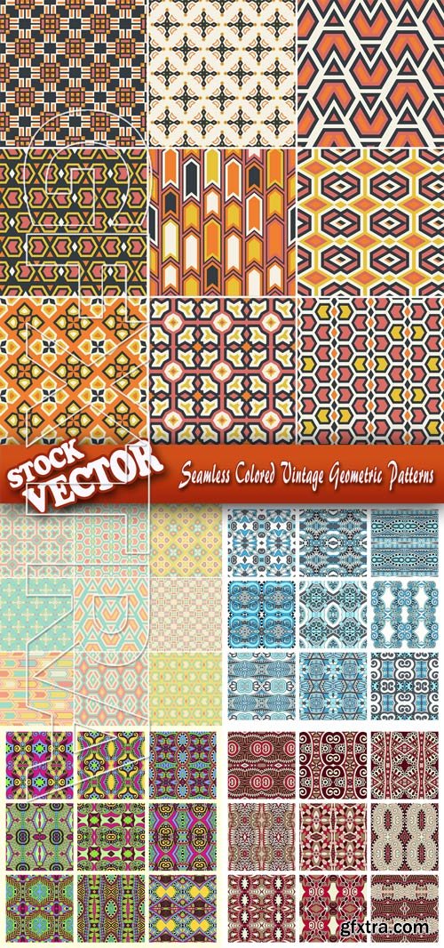 Stock Vector - Seamless Colored Vintage Geometric Patterns