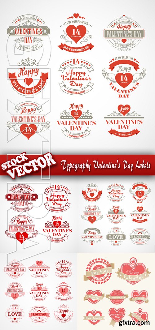 Stock Vector - Typography Valentine\'s Day Labels