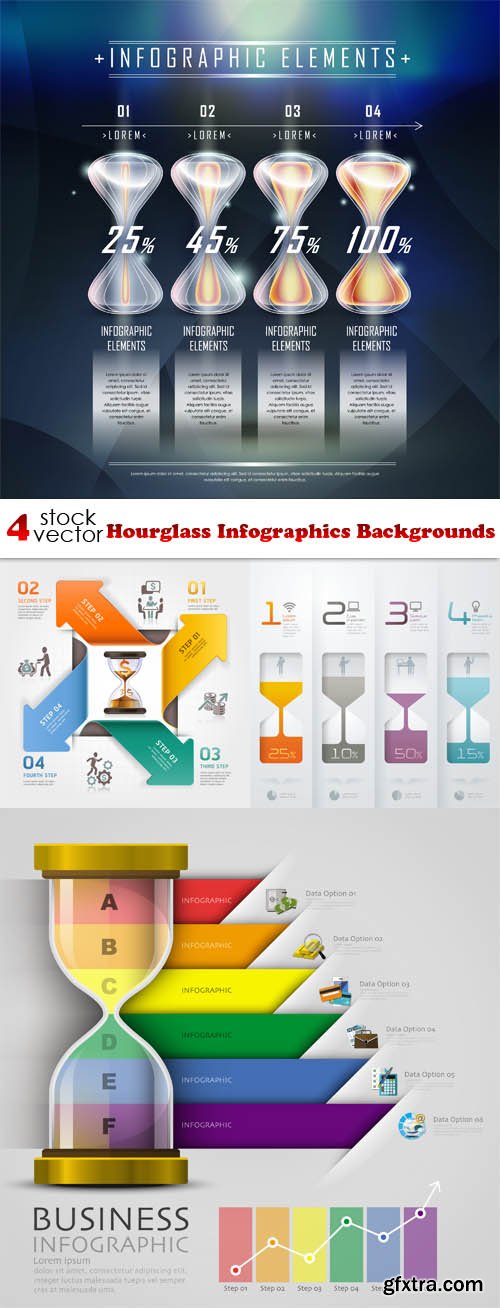 Vectors - Hourglass Infographics Backgrounds