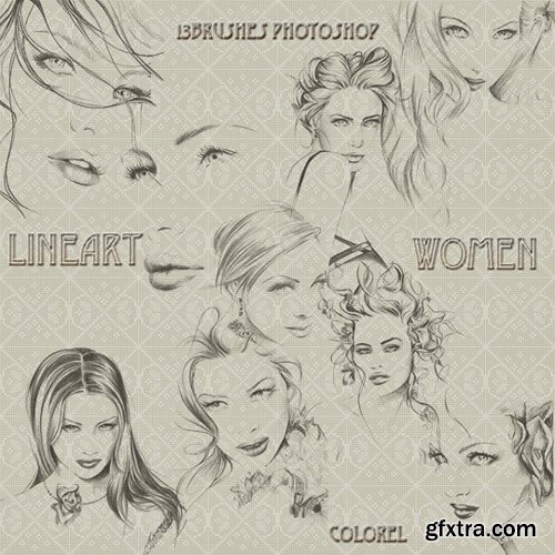 Photoshop Brushes - Lineart Women