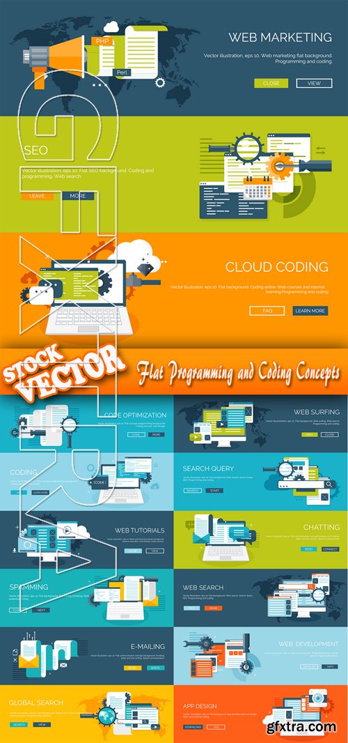 Stock Vector - Flat Programming and Coding Concepts