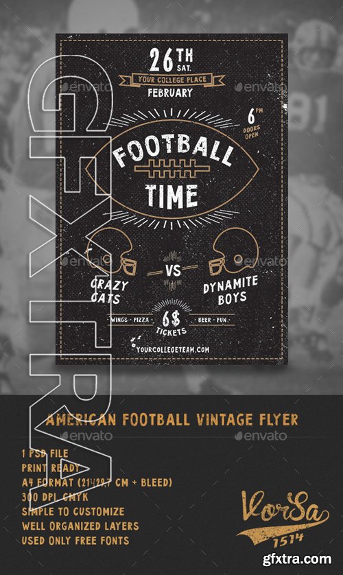 GraphicRiver - American Football Vintage Flyer 10186240