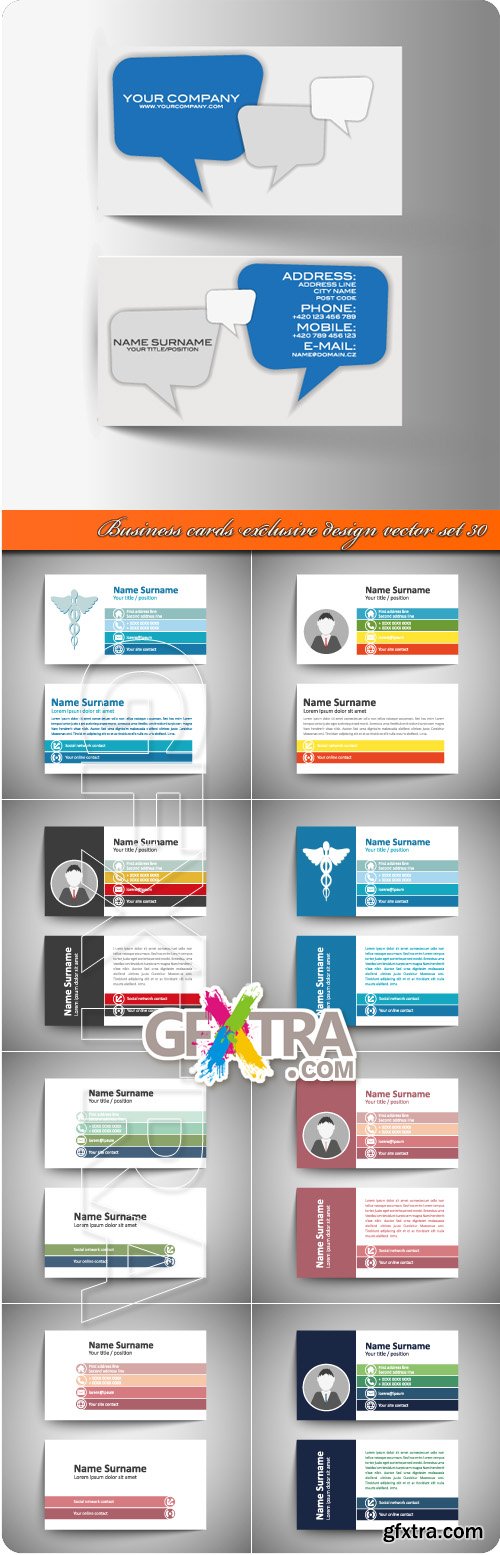 Business cards exclusive design vector set 30