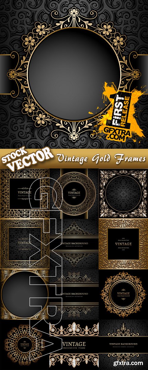 Stock Vector - Vintage Gold Frames, 25EPS