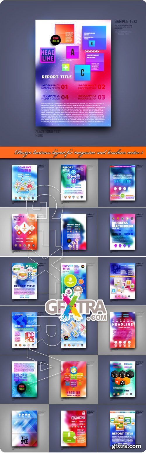 Design business layout for magazine and brochure vector 3