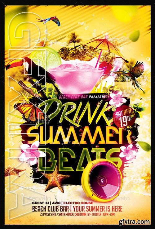 GraphicRiver - Drinks Summer Beats Flyer Template Psd 10191913