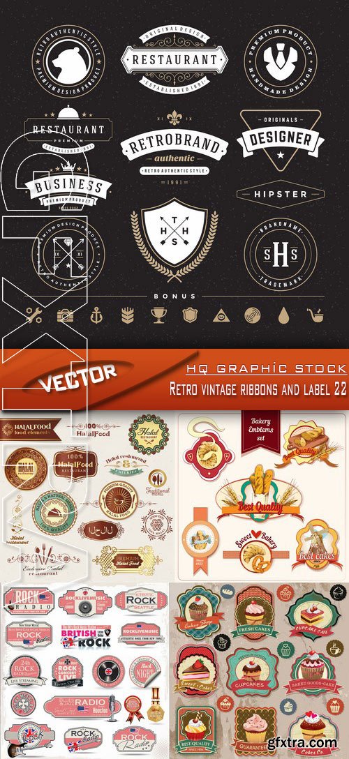 Stock Vector - Retro vintage ribbons and label 22