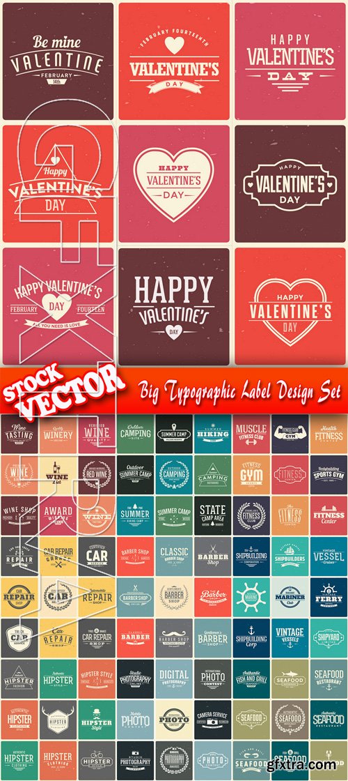 Stock Vector - Big Typographic Label Design Set