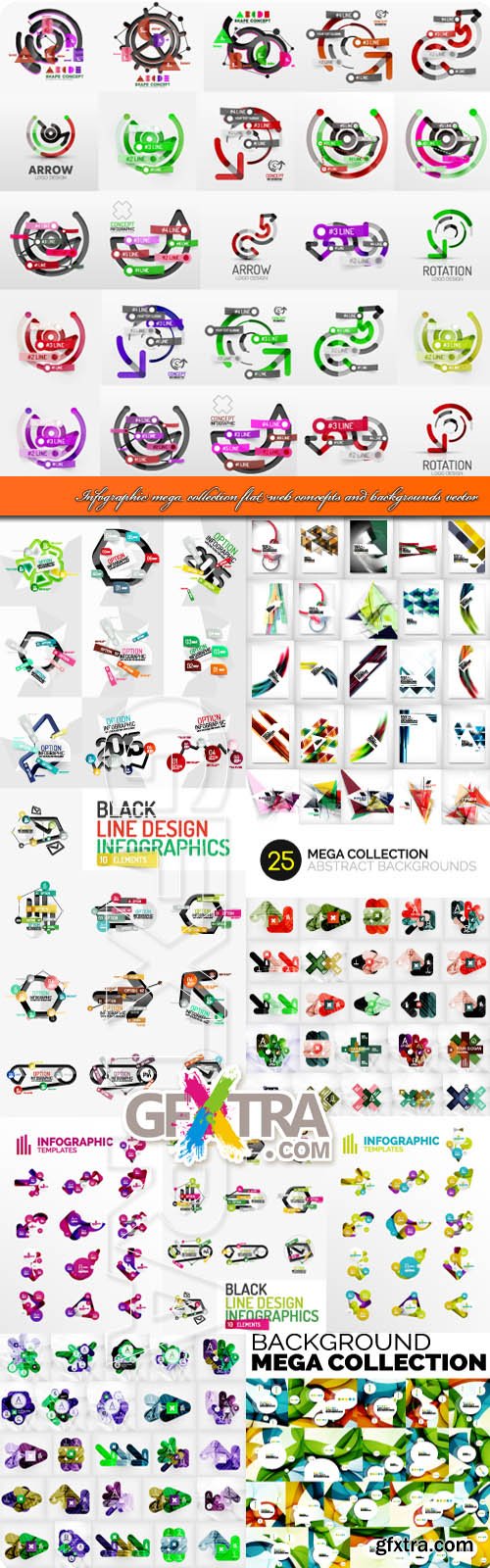 Infographic mega collection flat web concepts and backgrounds vector