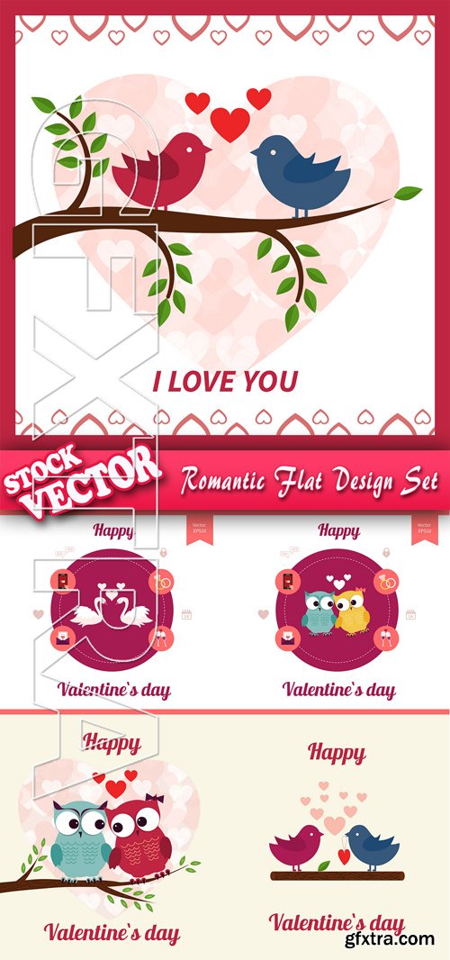 Stock Vector - Romantic Flat Design Set