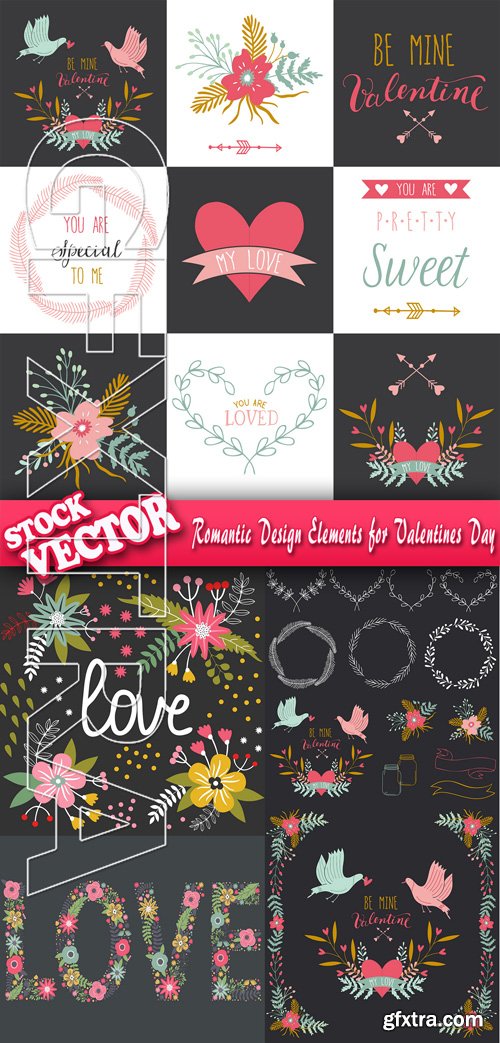 Stock Vector - Romantic Design Elements for Valentines Day