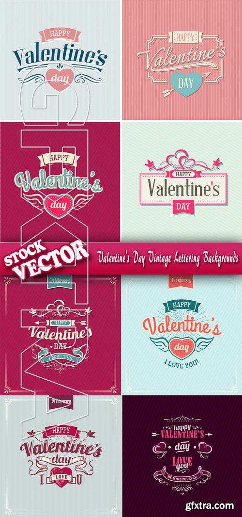 Stock Vector - Valentine\'s Day Vintage Lettering Backgrounds