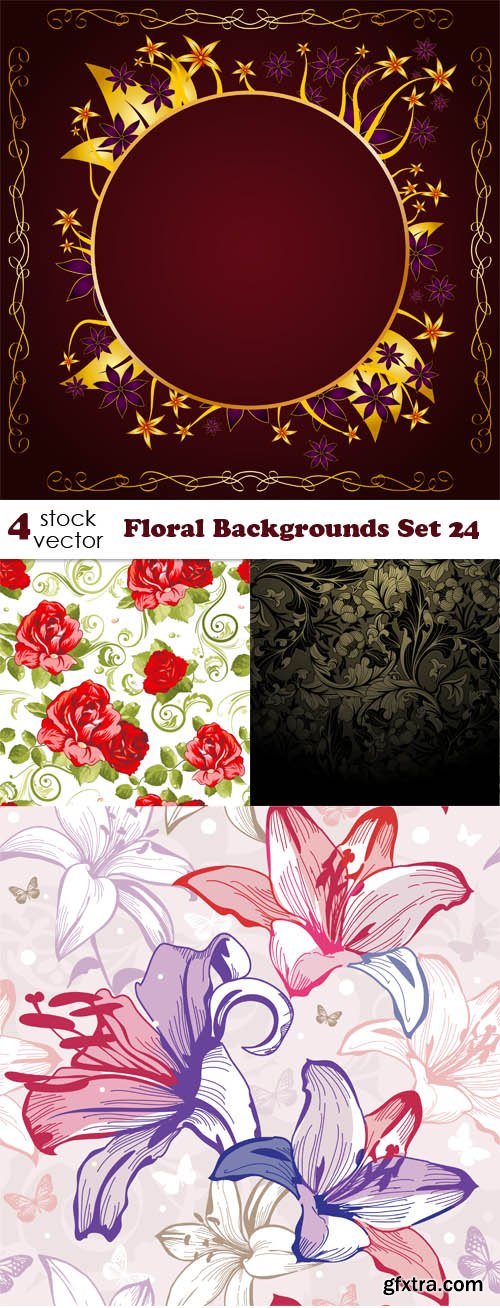 Vectors - Floral Backgrounds Set 24