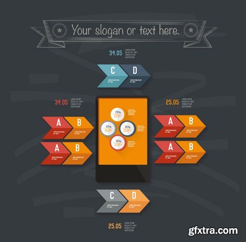 Stock Vector - Infographic Design on Blackboard, 25EPS