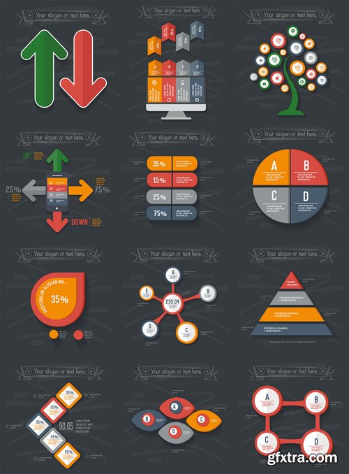 Stock Vector - Infographic Design on Blackboard, 25EPS