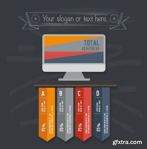 Stock Vector - Infographic Design on Blackboard, 25EPS