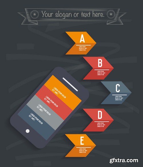 Stock Vector - Infographic Design on Blackboard, 25EPS