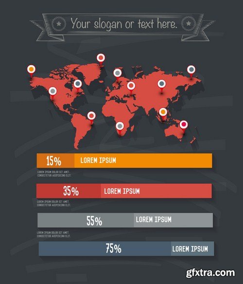 Stock Vector - Infographic Design on Blackboard, 25EPS