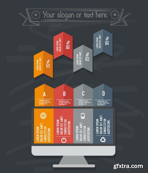 Stock Vector - Infographic Design on Blackboard, 25EPS